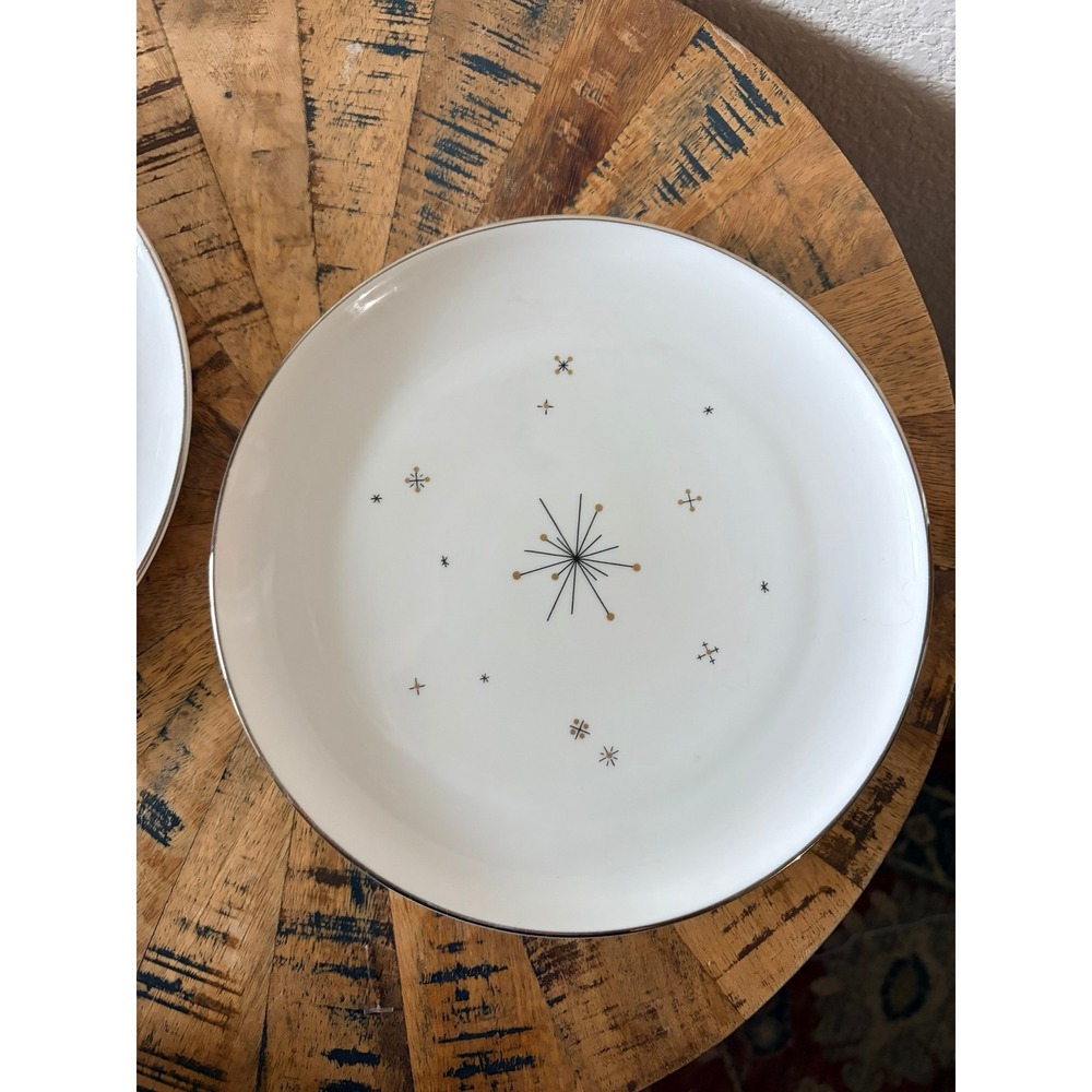 Syracuse China‎ Evening Star Salad Plates Atomic Starburst MCM Vintage 8 inch - Picture 6 of 6